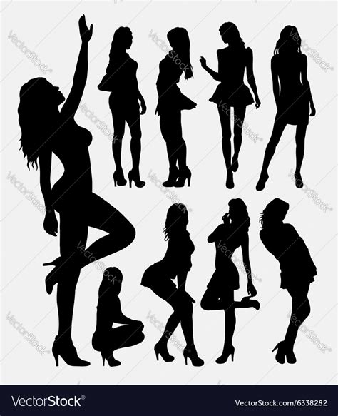 Sexy Girl Pose Silhouettes Royalty Free Vector Image