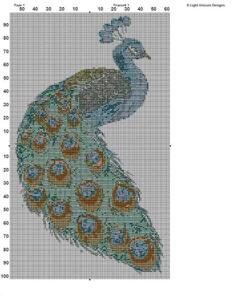 Peacock Cross Stitch Pattern Instant PDF Download Peacock Etsy
