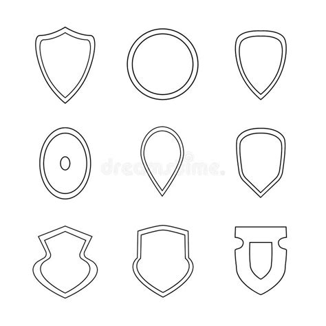 Shields Icons Set On Circles Background For Graphic And Web Design