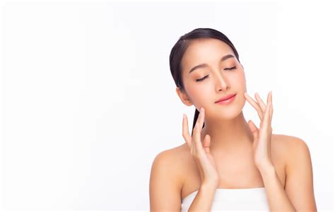Beautiful Young Asian Woman With Clean Fresh Skin Closed Eyes Female