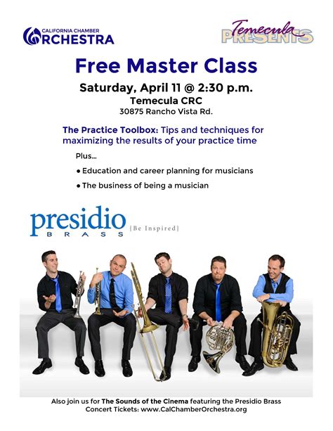 Free Master Class With Presidio Brass California Chamber Orchestra