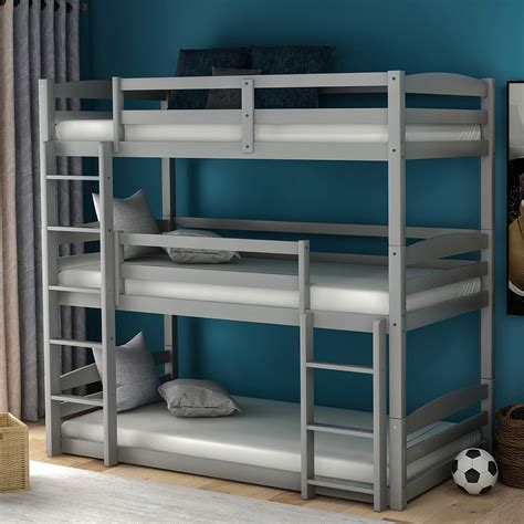Modernluxe Wood Triple Bunk Beds For Kids Toddlers Twin Size 3 Bunk Bed