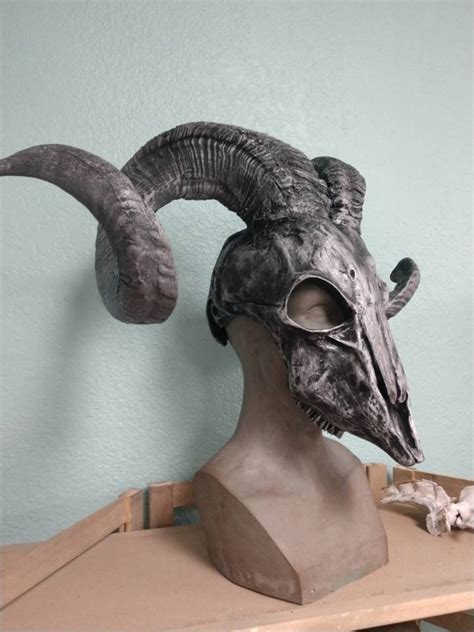 Metallic Black Ram Skull Mask Smm With Large Ram Horns Etsy