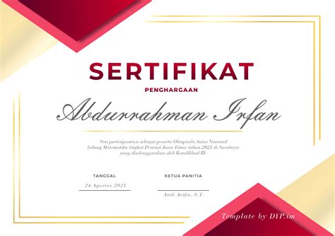 Download Template Sertifikat Bahasa Indonesia Psd Siap Edit — Dy