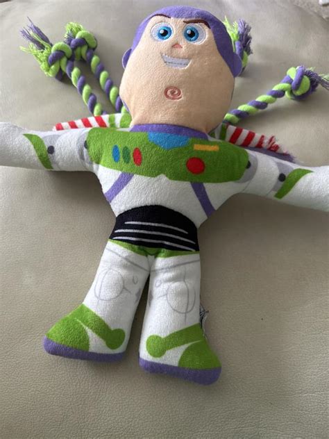 Pixar Buzz Lightyear Plush With Rope Squeaky Dog Toy