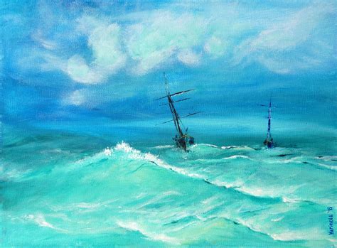 Sailboat On The Waves Painting By Marinelaart Acrylic Fine Etsy