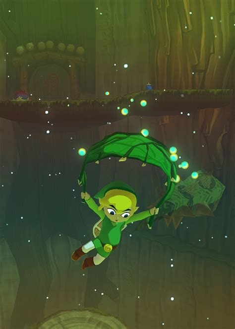 Legend Of Zelda Wind Waker Link Gliding On Deku Leaf