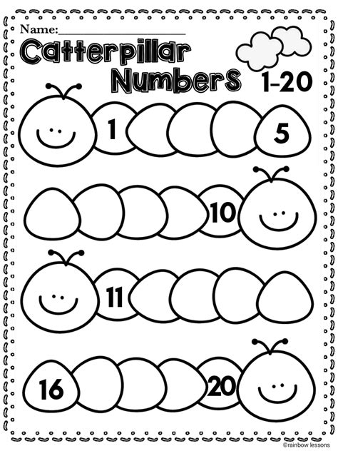 Numbers Worksheets For Kindergarten 1 20 Printable Kindergarten