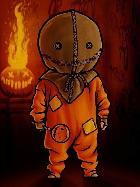 A Drawing Of A Person In An Orange Suit Standing Next To A Fire Place