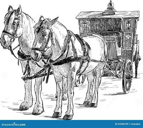 Horse Drawn Carriage Stock Vector Image 63568109