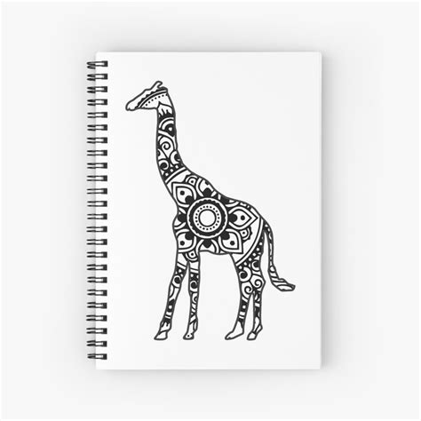 Mandala Giraffe Schwarz Spiralblock Von Laurauroraa Redbubble