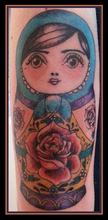Coloured Russian Nesting Doll Dollys Skin Art Tattoo Kamloops Bc