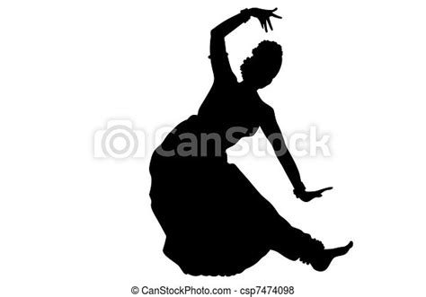 Indian dancing isolate. Black silhouette of dancer from india isolate. | CanStock
