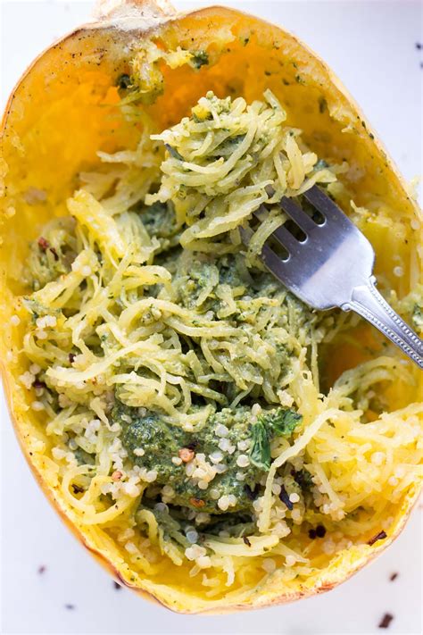 Pesto Spaghetti Squash Easy Meatless Meal Idea Recipe Healthy