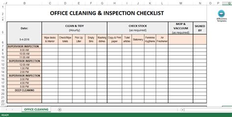 Office Cleaning And Inspection Schedule Templates At