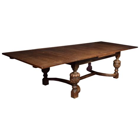4k Large Solid Oak Jacobean Revival Refectory Dining Table From A