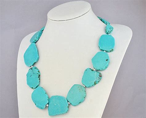 Statement NecklaceBlue Turquoise Necklace Single By GemPearls 20 00