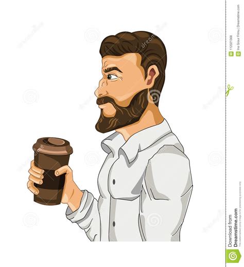 Man Drinking Coffee Vector Cartoon Character Illustrations