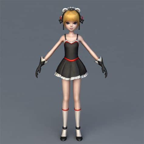 anime girl character rigged animated 3d model 3ds max files free download modeling 39605 on cadnav