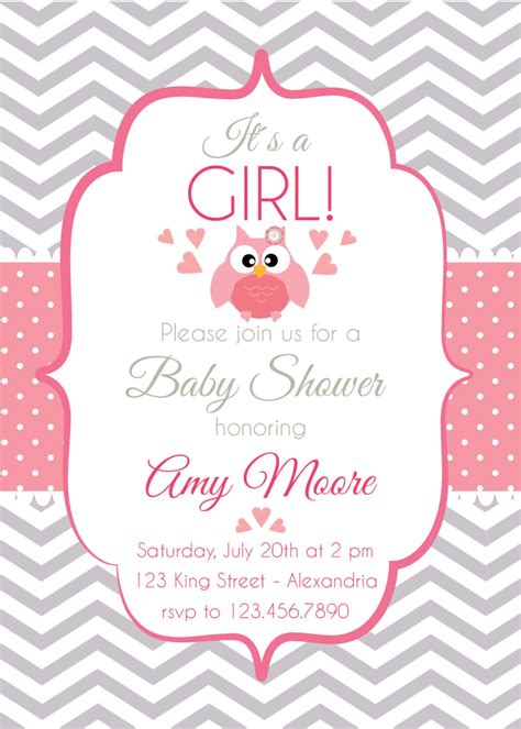 Baby Shower Invitation Baby Girl Chevron Style Babyshower Etsy