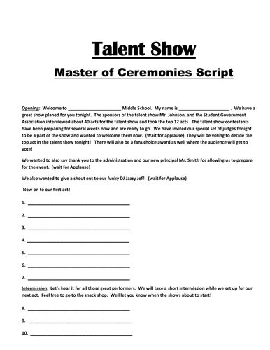 Emcee Script For Talent Show Coverletterpedia
