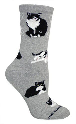 One size fits all socks: Black And White Cat Socks Grey UK Size 7 to 10 - A Bentley ...