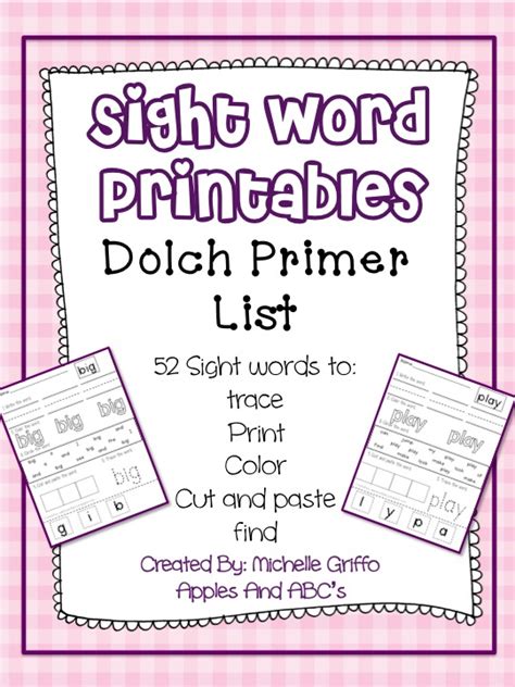 Primer Dolch Sight Words
