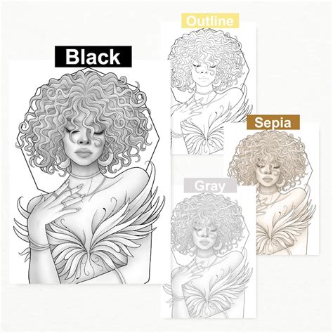 Printable Coloring Page Fantasy Character Black Girl Etsy