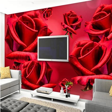 Beibehang Customize Any Size Fresco Wallpaper Fashion Beautiful Red