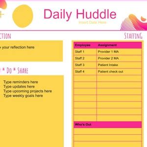 Daily Huddle Template For Medical Practice Office Clinic Group Etsy