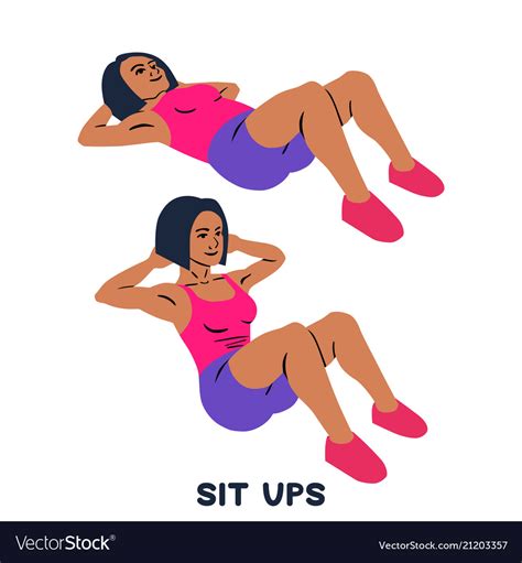 Sit Up Sport Exersice Silhouettes Woman Doing Vector Image