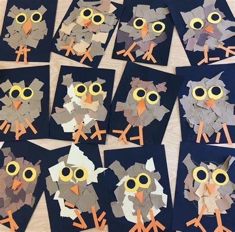 Art With Mr Giannetto Kindergarten Torn Paper Owls