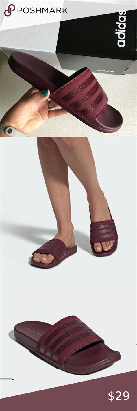 Adidas adilette maroon comfort slip on slides | Adidas slides, Adidas ...