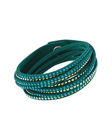 Lyst Swarovski Crystal Slake Plated Adjustable Alcantara Bracelet In Blue