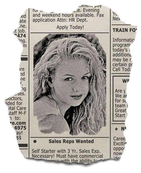 A Newspaper Clipping With An Image Of A Womans Face