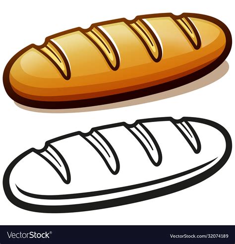 Bread Loaf Cartoon Isolated Royalty Free Vector Image