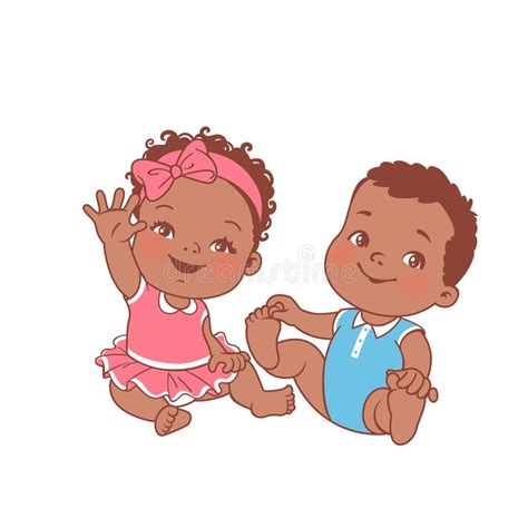 Babies Black Cartoon Twin Stock Illustrations 24 Babies Black Cartoon