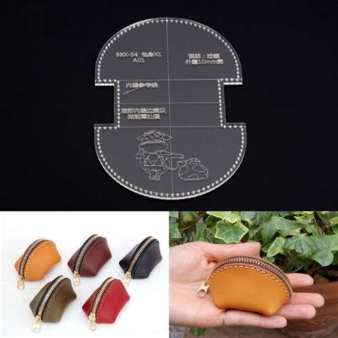 leather craft coin purse shell type mini bag acrylic template pattern stencil ebay