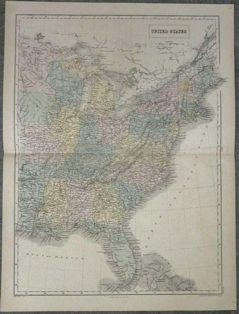 Eastern United States Map 31 States 1856 By Hall Sidney Very Good