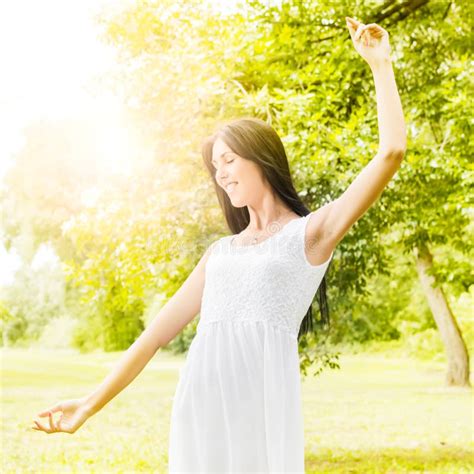 Happiness Young Woman Enjoyment In The Nature Stock Image Image Of