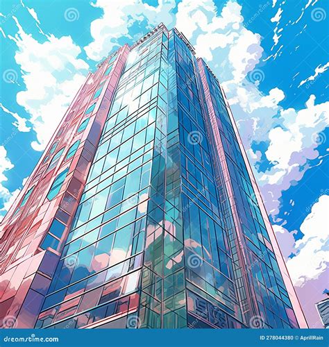 Modern Skyscraper In Anime Style Stock Illustration Illustration Of