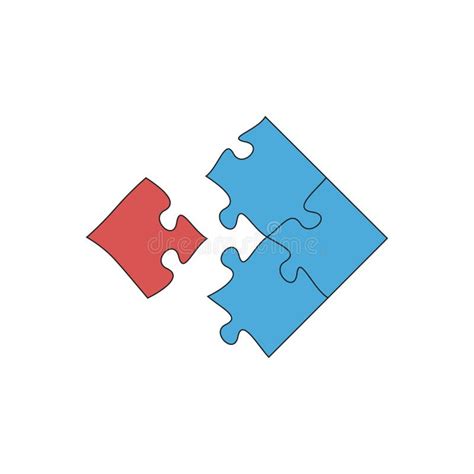 Four Puzzle Pieces Vector Isolated Colored Logo Puzzle Chain Game