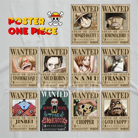 Jual Poster Anime One Piece Bounty Luffy Zoro Sanji Chopper Franky Usop Nami Brook