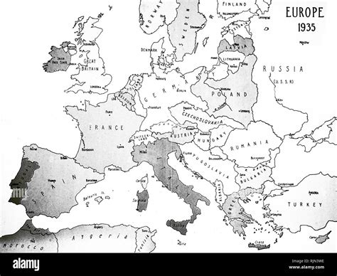 Ilustración Que Muestra El Mapa De Europa En 1935 Fotografía De Stock