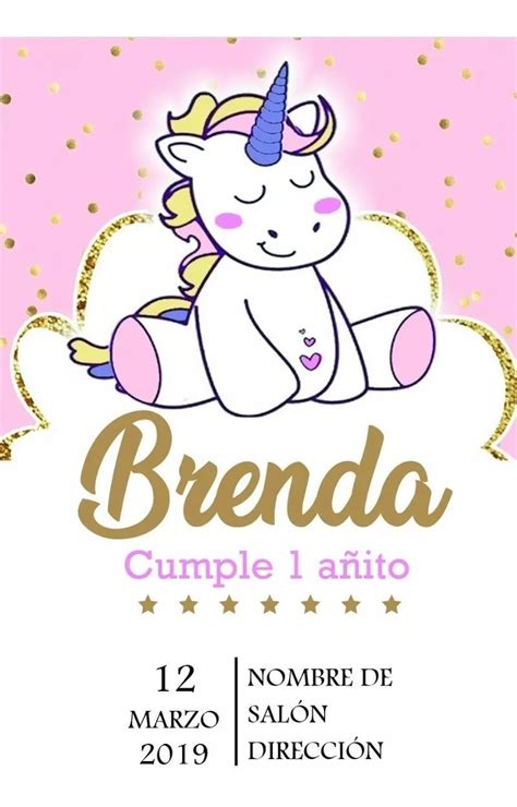 Tarjeta Invitación De Cumpleaños Unicornio Personalizado 12000