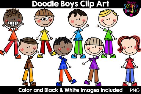 Doodle Boys Clip Art Cute Stick Figure Kids 371026