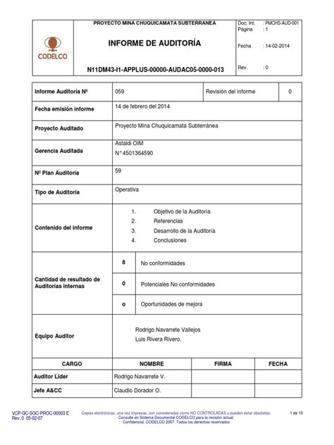 Informe Auditoria N°59 Pdf Pdf Calidad Comercial Contralor