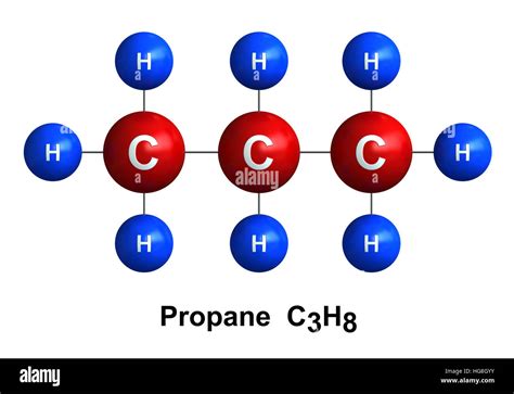 3d Render Of Molecular Structure Of Propane Isolated Over White