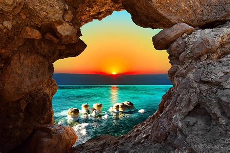 Sunrise At The Dead Sea Dead Sea Grotto Sunrise Sea Nature Hd