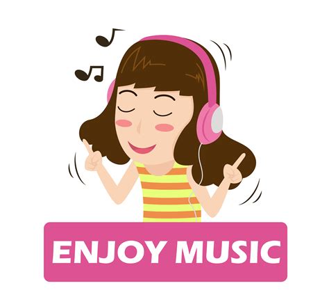 Illustration Vector Of Cartoon Girl Listening Music On